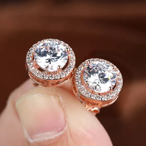 NEW 💎 DIAMOND ROSE GOLD EARRING, NICE EARRINGS, CUTE EARRINGS - Picture 3 of 3